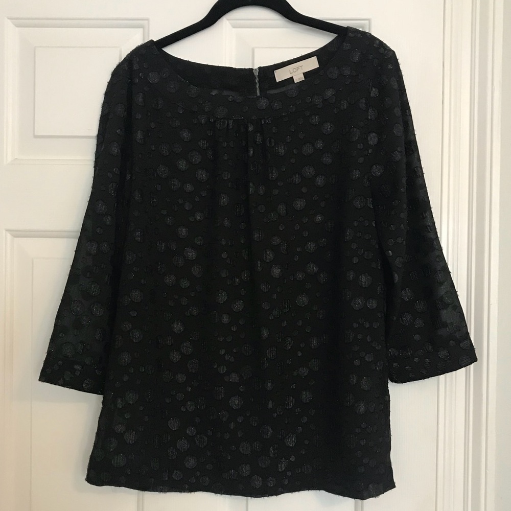 Dressy black top.  3/4 sleeve.  LOFT.  Size medium